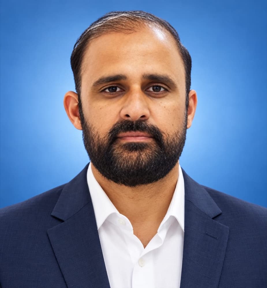 Portrait of Hajjaj Ahmed, Information Secretary of Muhammadi Foundation.